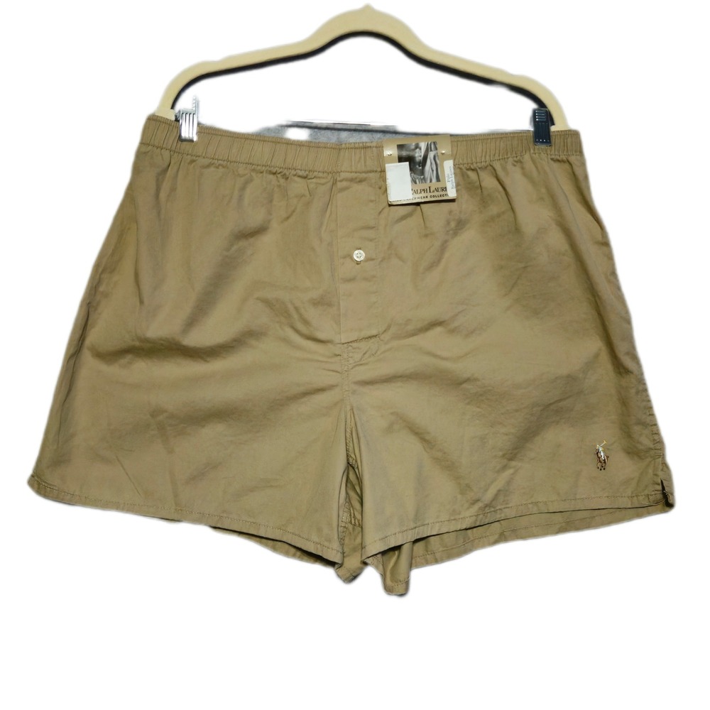 Polo Ralph Lauren Woven Boxers Men Large Tan Khaki Cotton R682 91 NWT